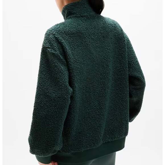 Athleta Forever Fleece Cloud 1/4 Zip Sweatshirt Color Pine - Picture 2 of 5